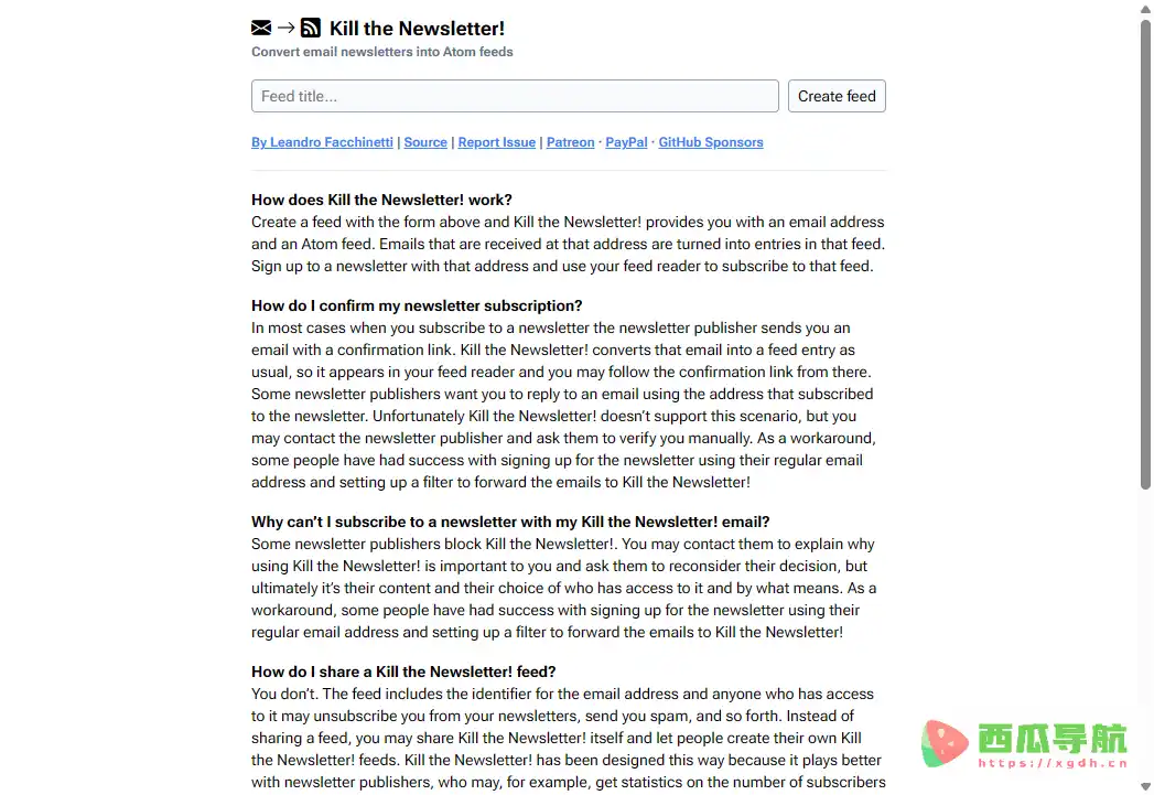 Kill the Newsletter：免费邮件订阅转RSS工具集中管理资讯
